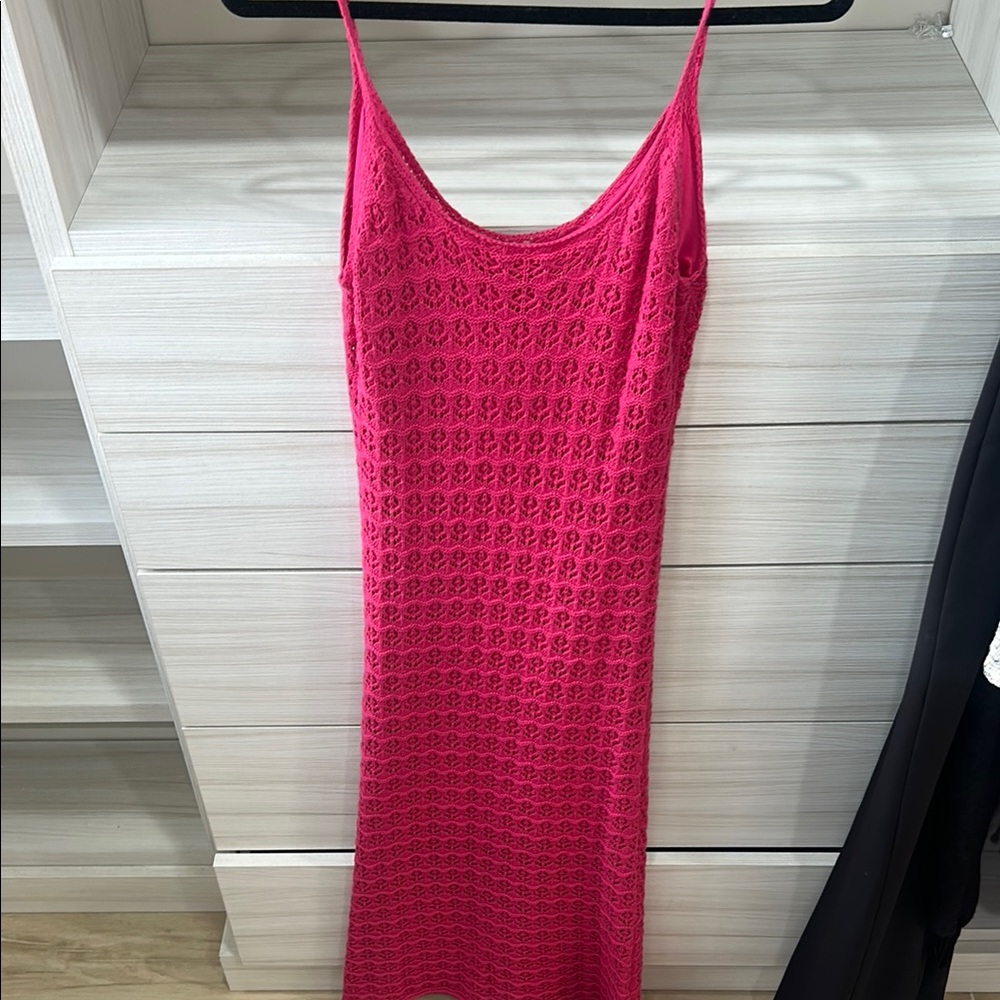 Pink Crochet Slip Dress